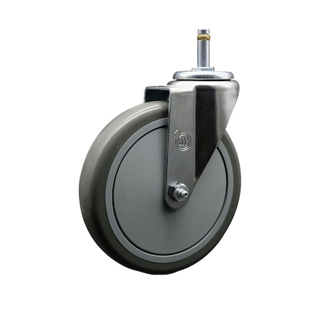 Service Caster 6'' Gray Polyurethane Wheel Swivel 7/16'' Grip Ring Stem Caster SCC-GR20S614-PPUB-716138